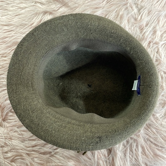 Hat Attack Angora Gray Feather Trim Fedora Hat - Picture 7 of 7